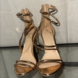Elegant Gold Strappy Women's Heels